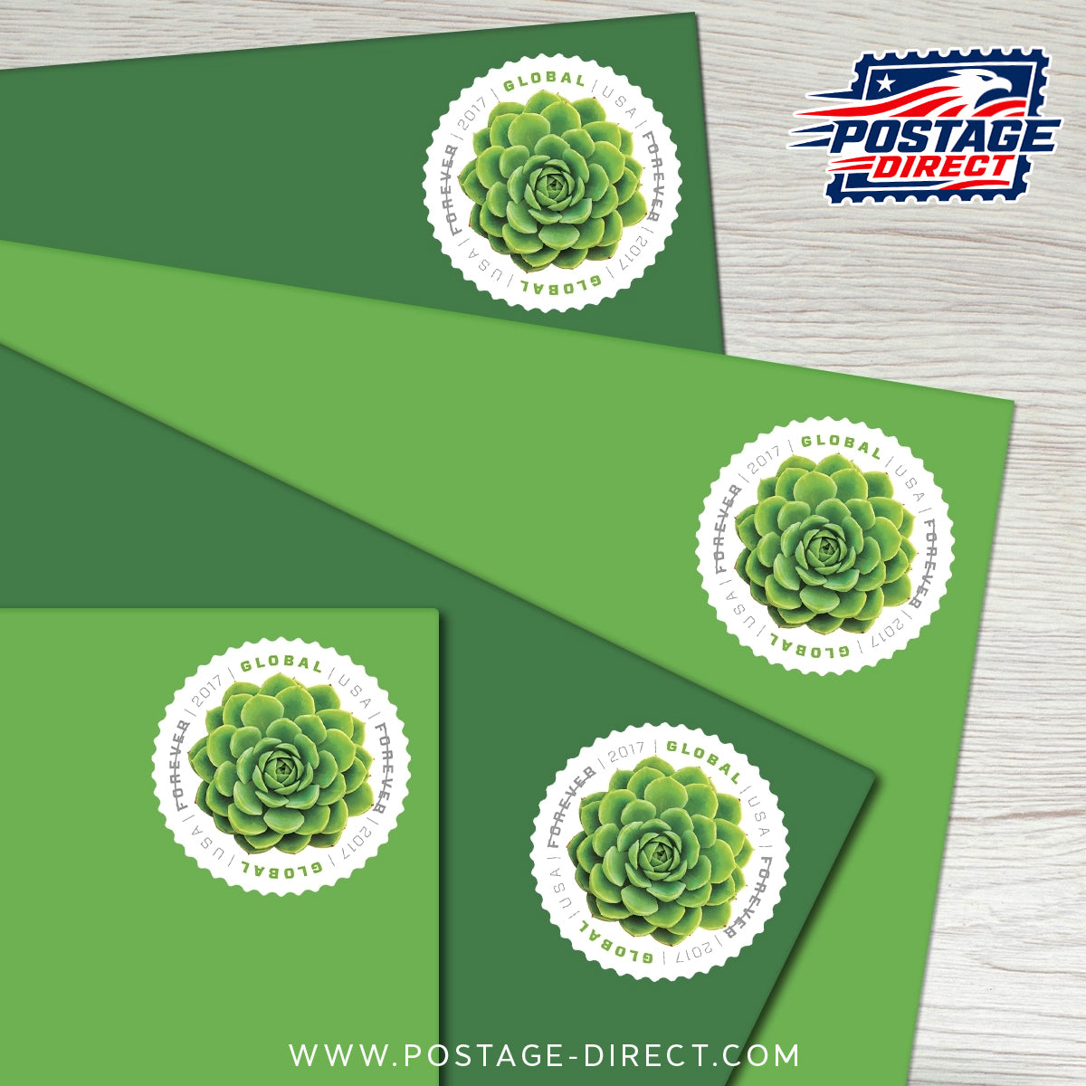 Green Succulent Global Stamps