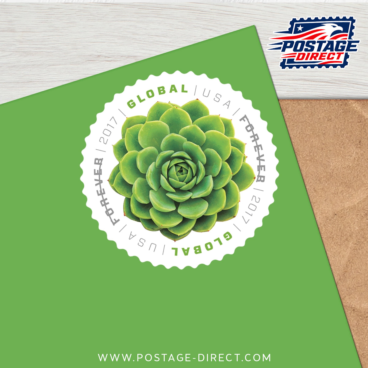 Green Succulent Global Stamps