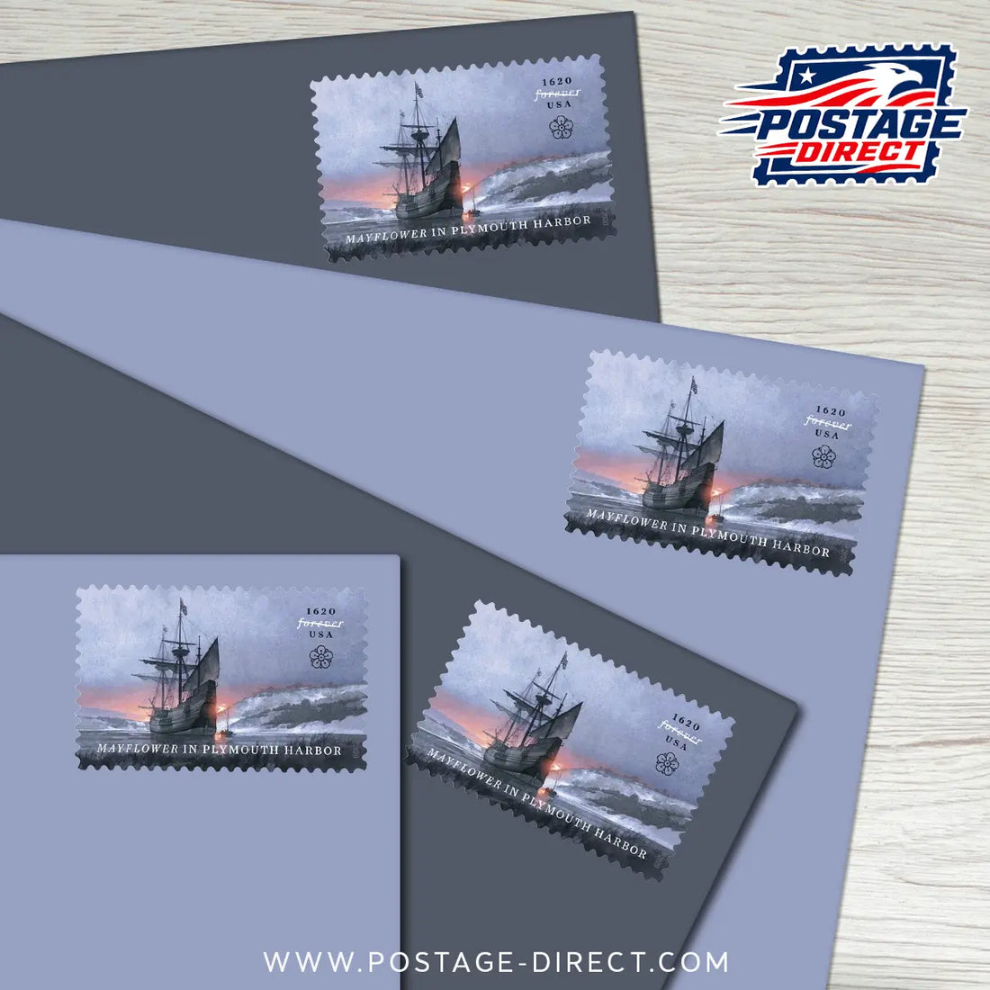 Mayflower in Plymouth Harbor Stamps