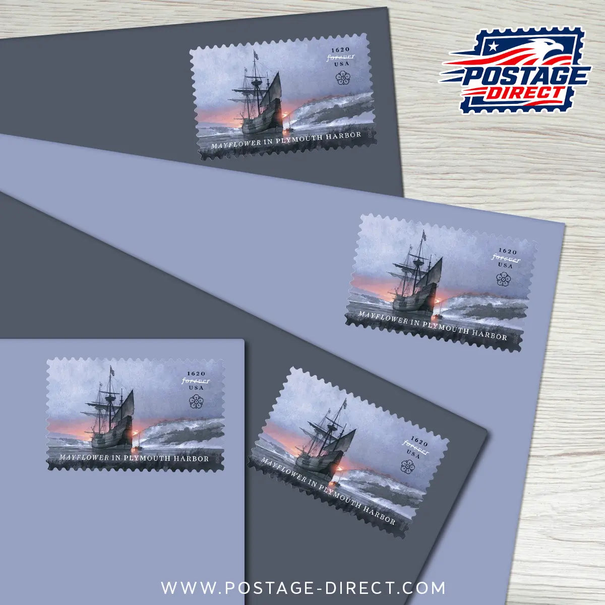 Mayflower in Plymouth Harbor Stamps