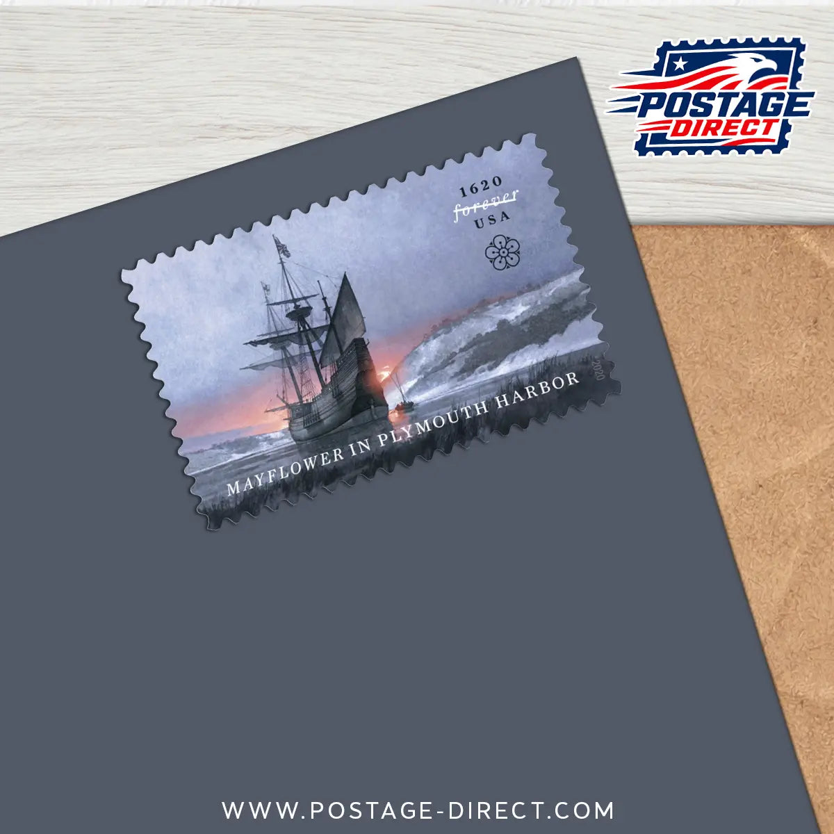 Mayflower in Plymouth Harbor Stamps
