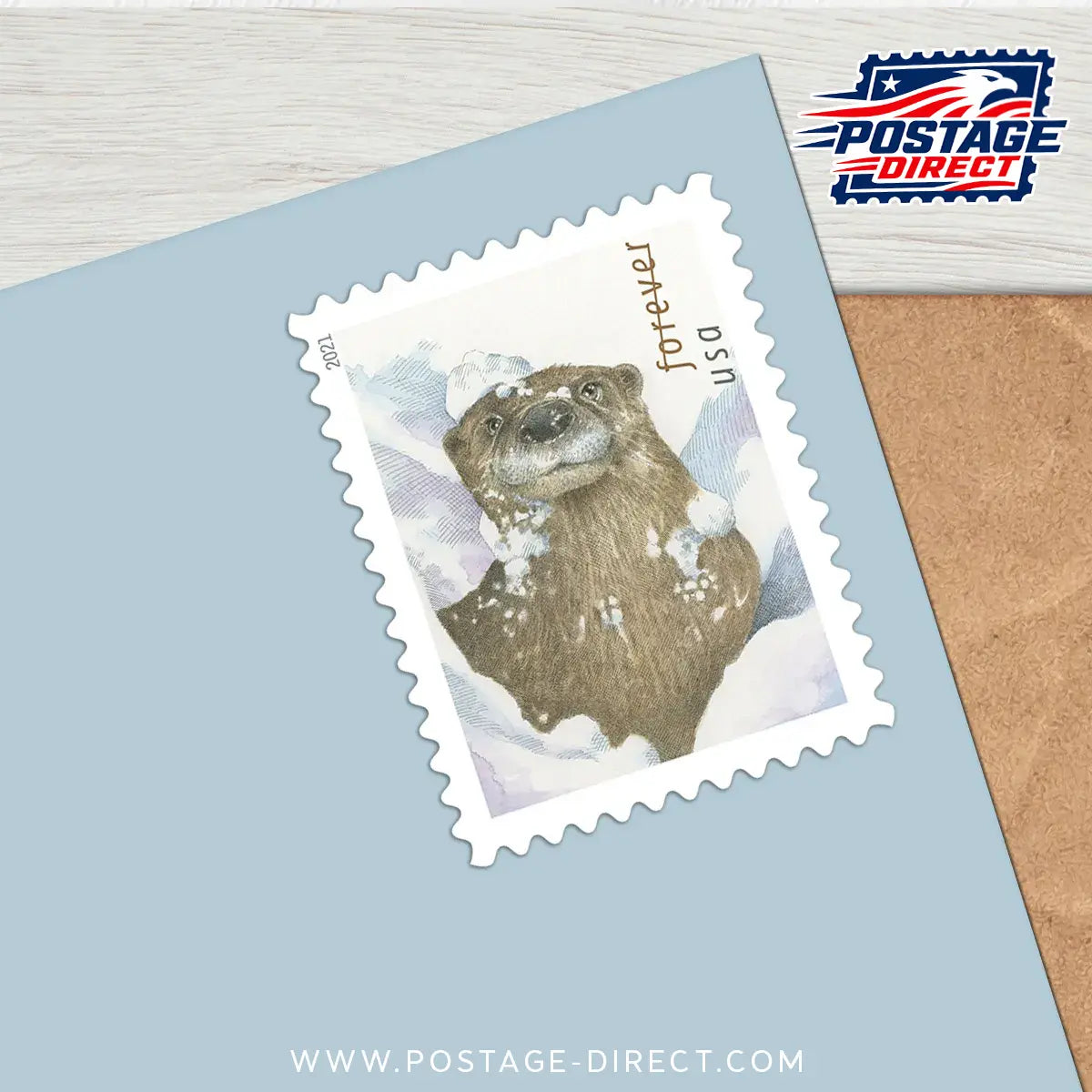 Otters in Snow Stamps