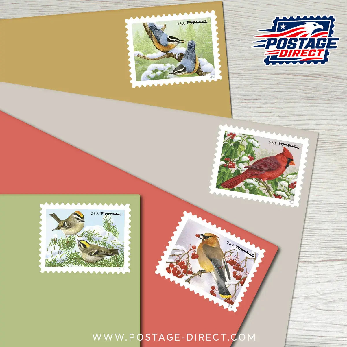 Songbirds in Snow Stamps